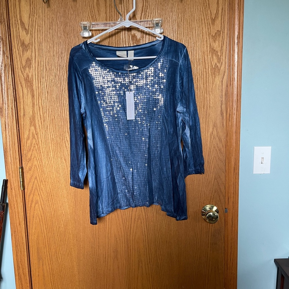 Chico’s sequin shirt size 1, NWT